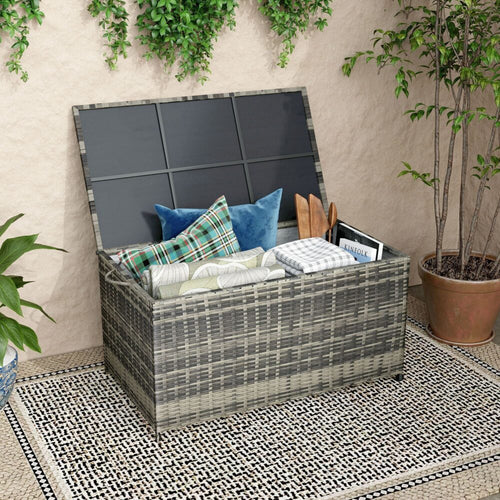 320L PE Wicker Outdoor Storage Box – Grey