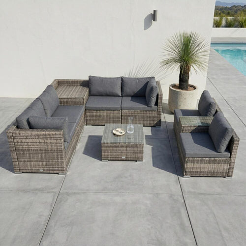 9-Piece Modular Wicker Outdoor Lounge Setting with Storage