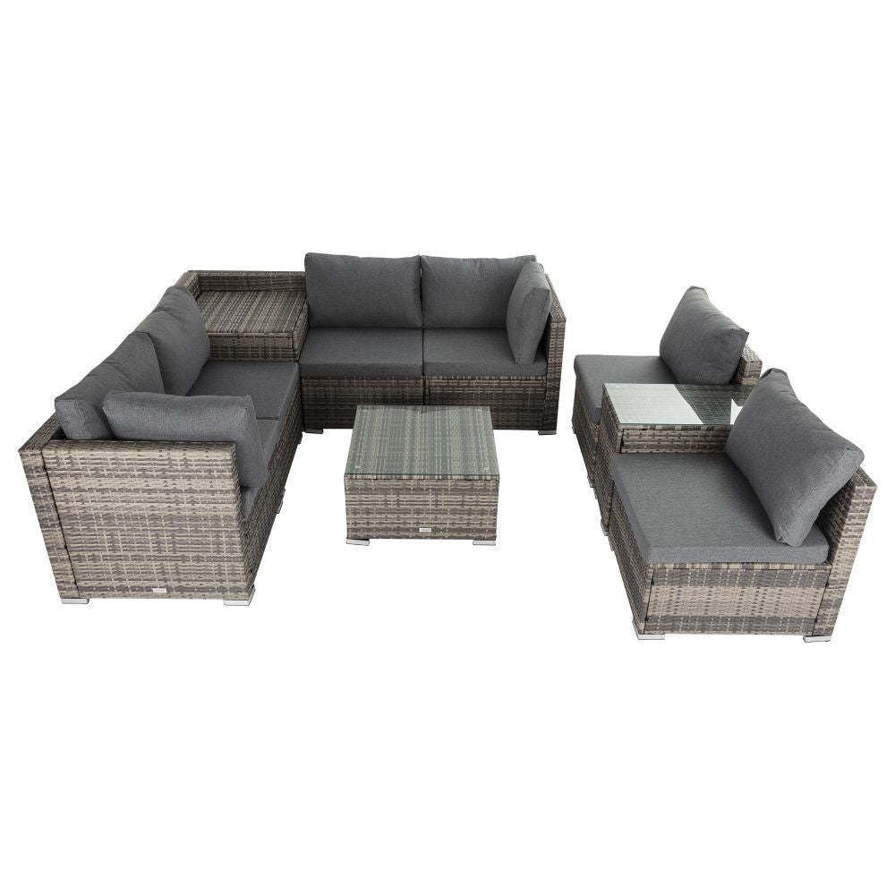 9-Piece Modular Wicker Outdoor Lounge Setting with Storage