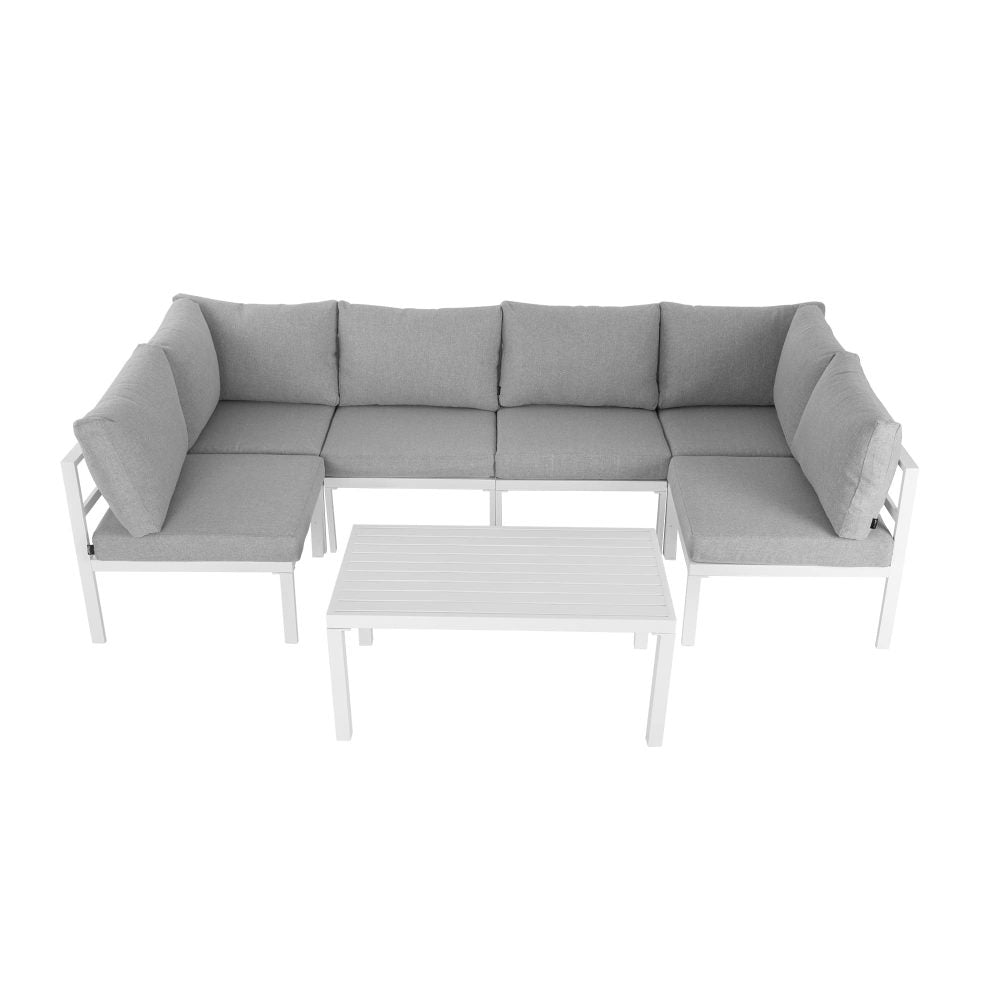 7-Piece White Aluminium Modular Outdoor Lounge Set