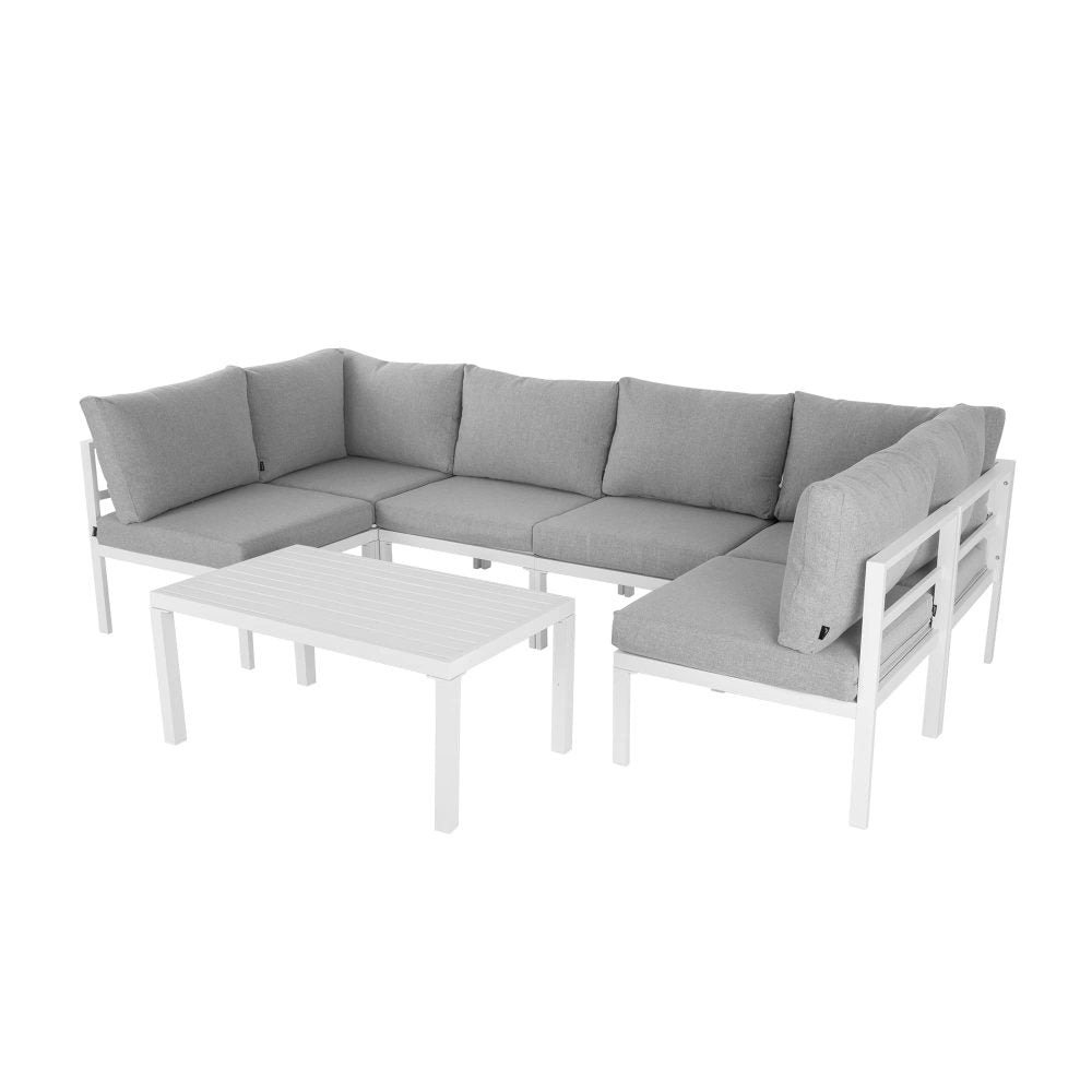 7-Piece White Aluminium Modular Outdoor Lounge Set