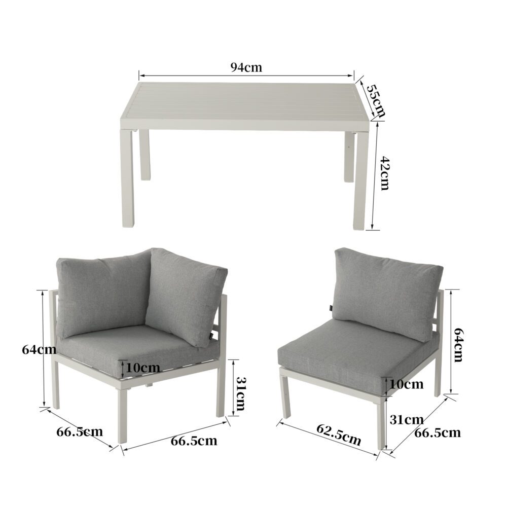 7-Piece White Aluminium Modular Outdoor Lounge Set