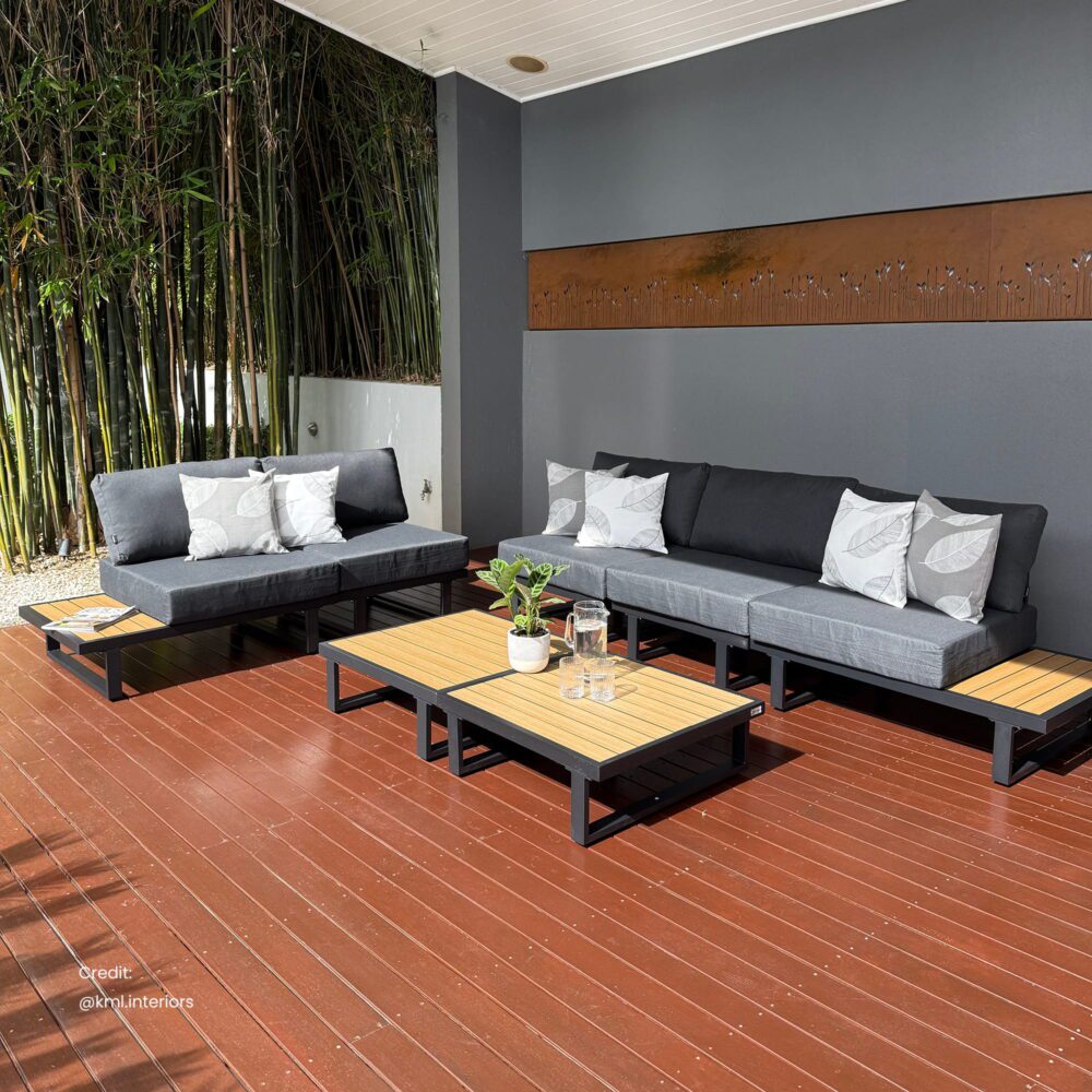 7-Piece Black Aluminium Modular Outdoor Lounge Set