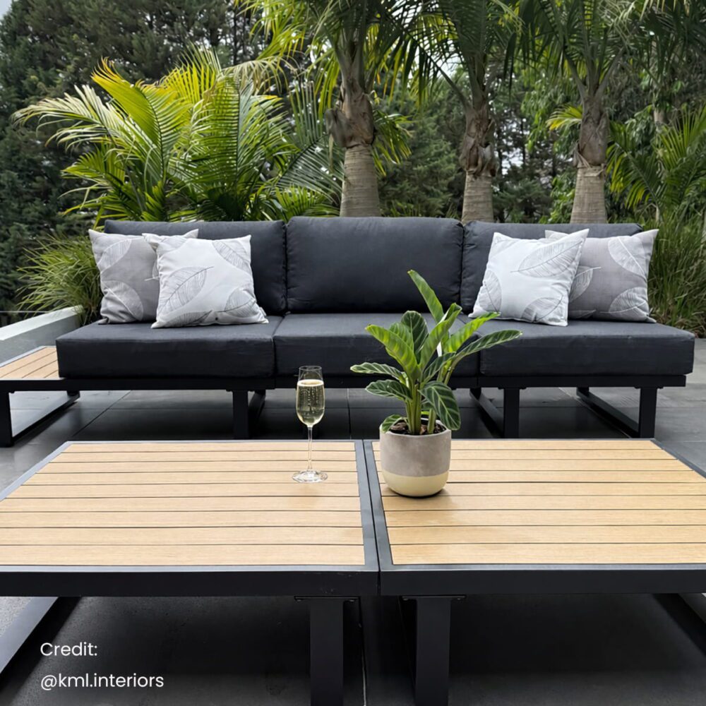 7-Piece Black Aluminium Modular Outdoor Lounge Set