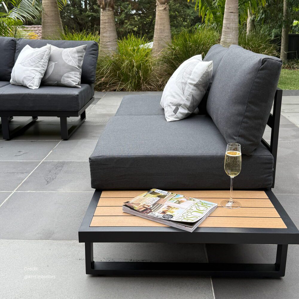 7-Piece Black Aluminium Modular Outdoor Lounge Set