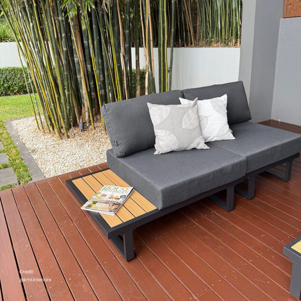 7-Piece Black Aluminium Modular Outdoor Lounge Set