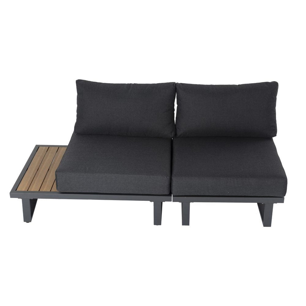 7-Piece Black Aluminium Modular Outdoor Lounge Set