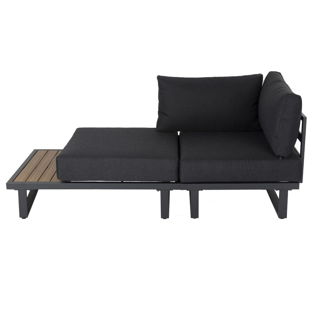 7-Piece Black Aluminium Modular Outdoor Lounge Set