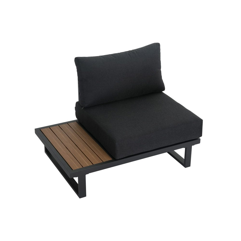 7-Piece Black Aluminium Modular Outdoor Lounge Set