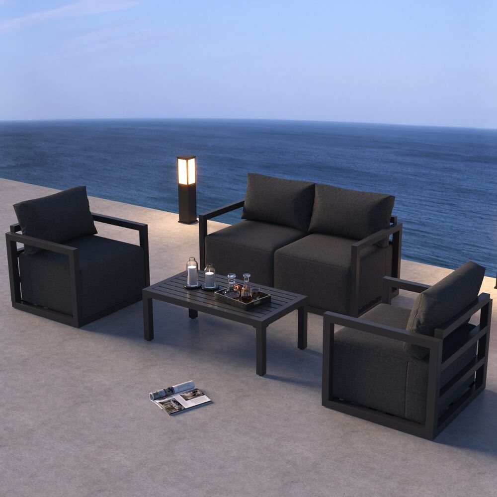 Alfresco Serenity 4-Seater Outdoor Lounge Set – Charcoal Grey
