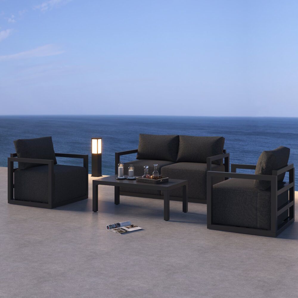 Alfresco Serenity 4-Seater Outdoor Lounge Set – Charcoal Grey