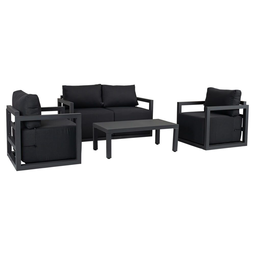 Alfresco Serenity 4-Seater Outdoor Lounge Set – Charcoal Grey