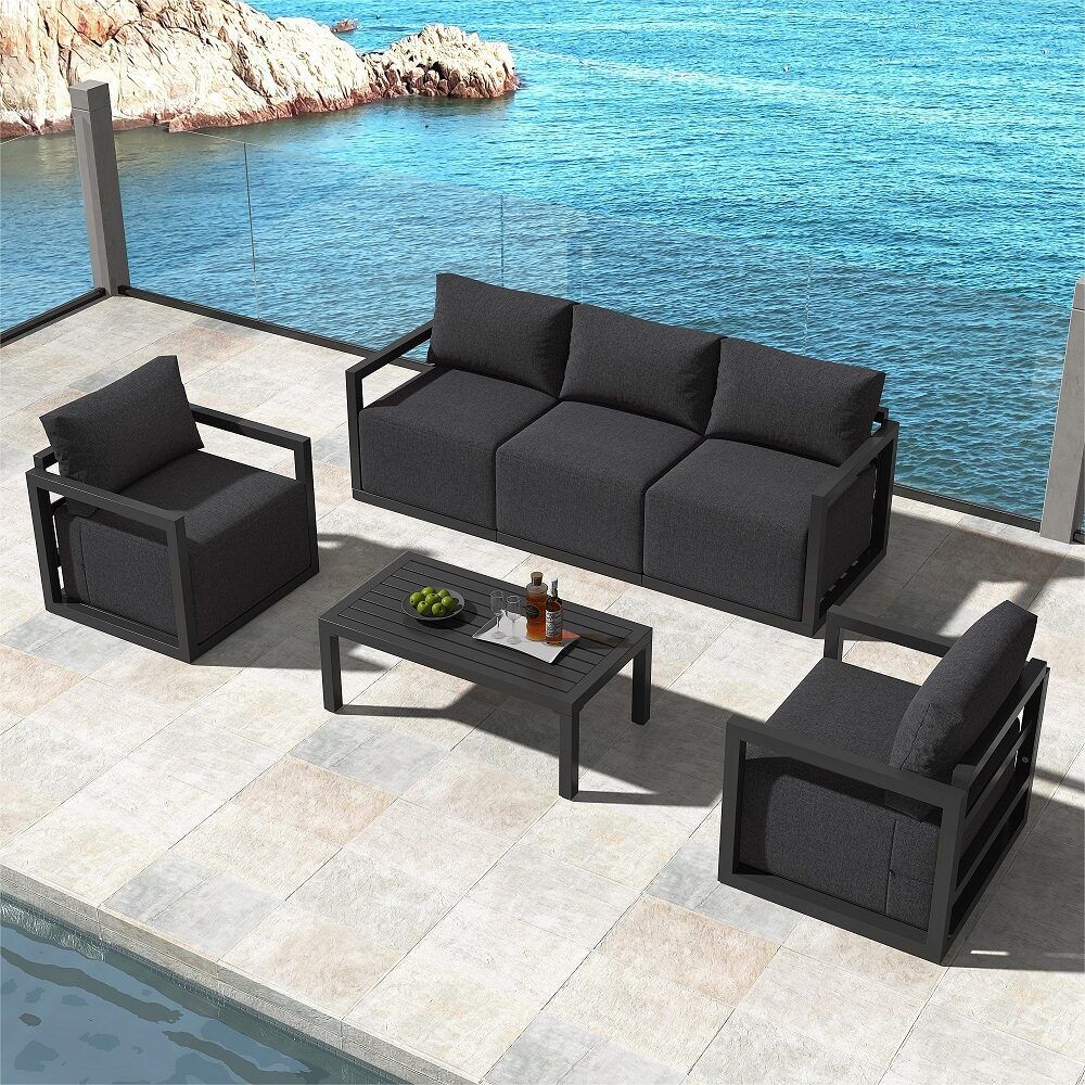 Alfresco 5-Seater Deep-Seat Outdoor Lounge Set – Charcoal Grey