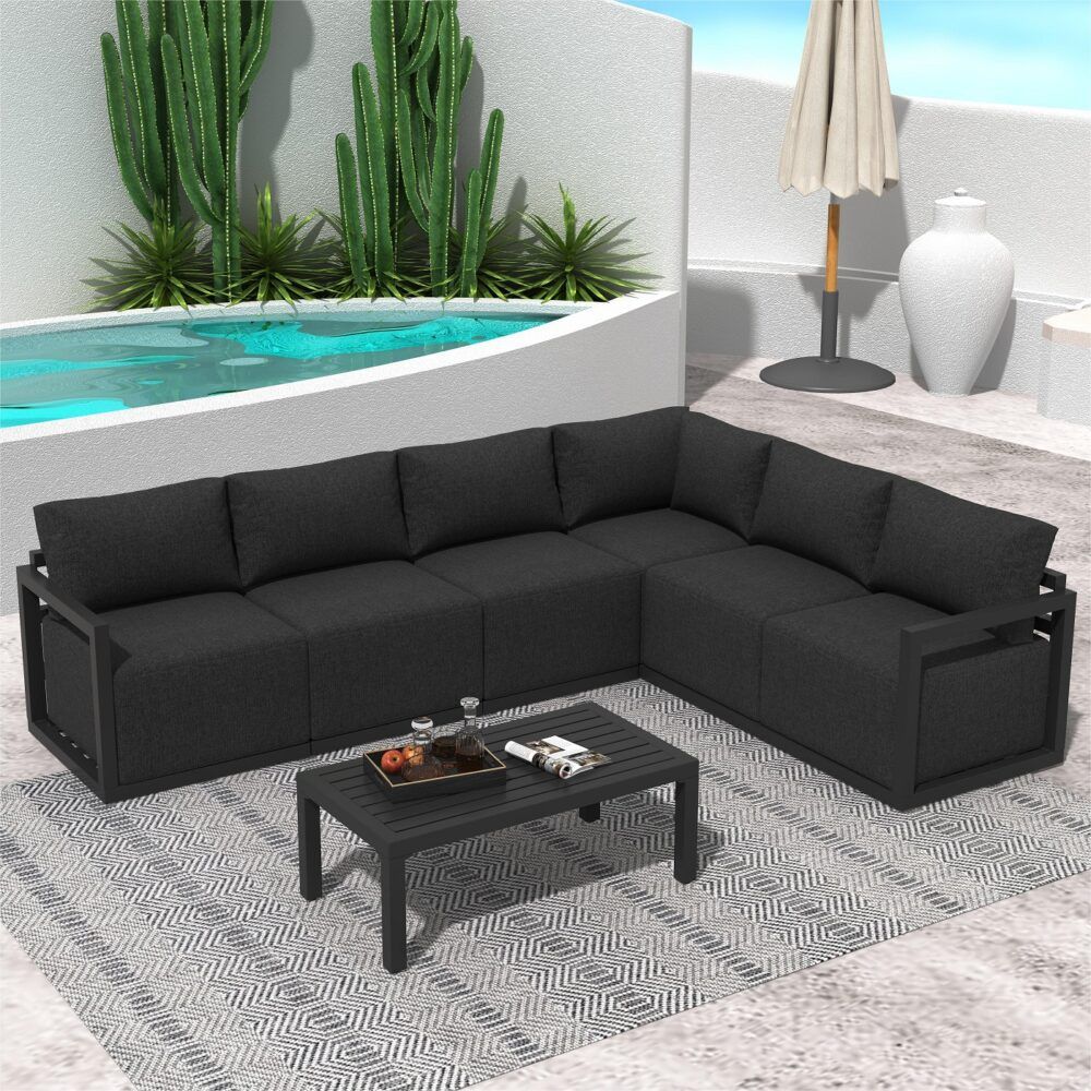 Alfresco 7-Piece Aluminium Outdoor Lounge Set – Charcoal Grey