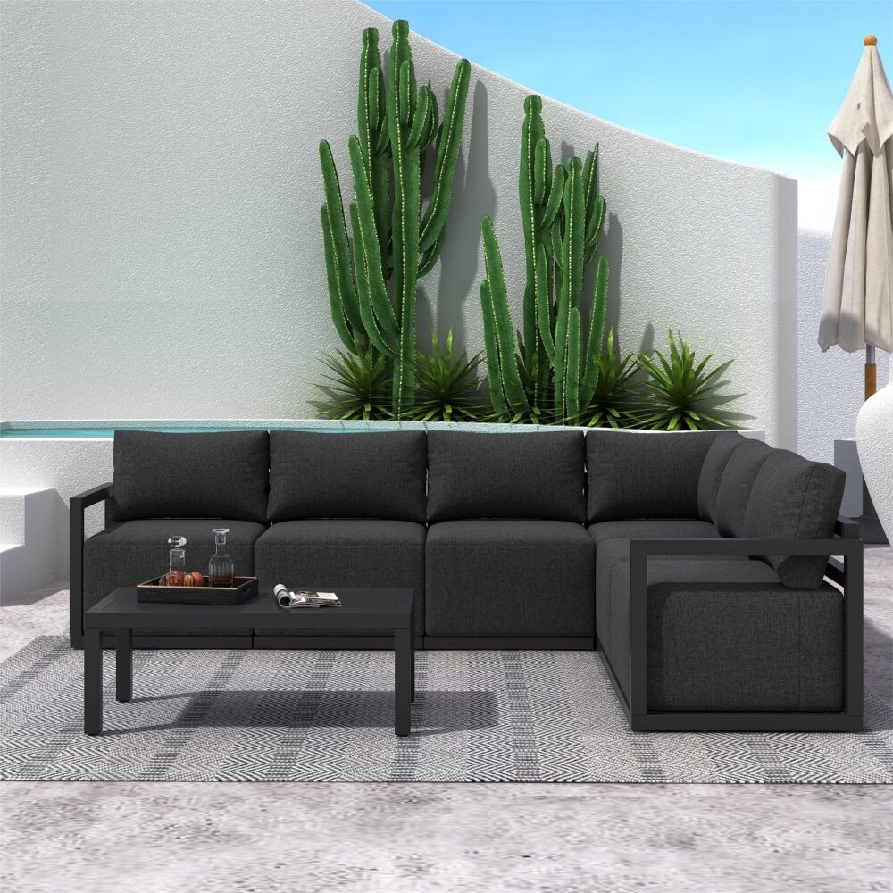 Alfresco 7-Piece Aluminium Outdoor Lounge Set – Charcoal Grey