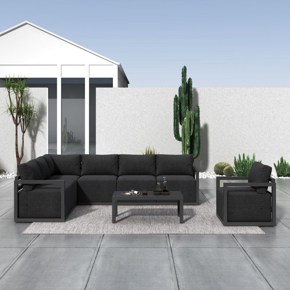 Alfresco 7-Seater Modular Garden Lounge Set – Charcoal Grey