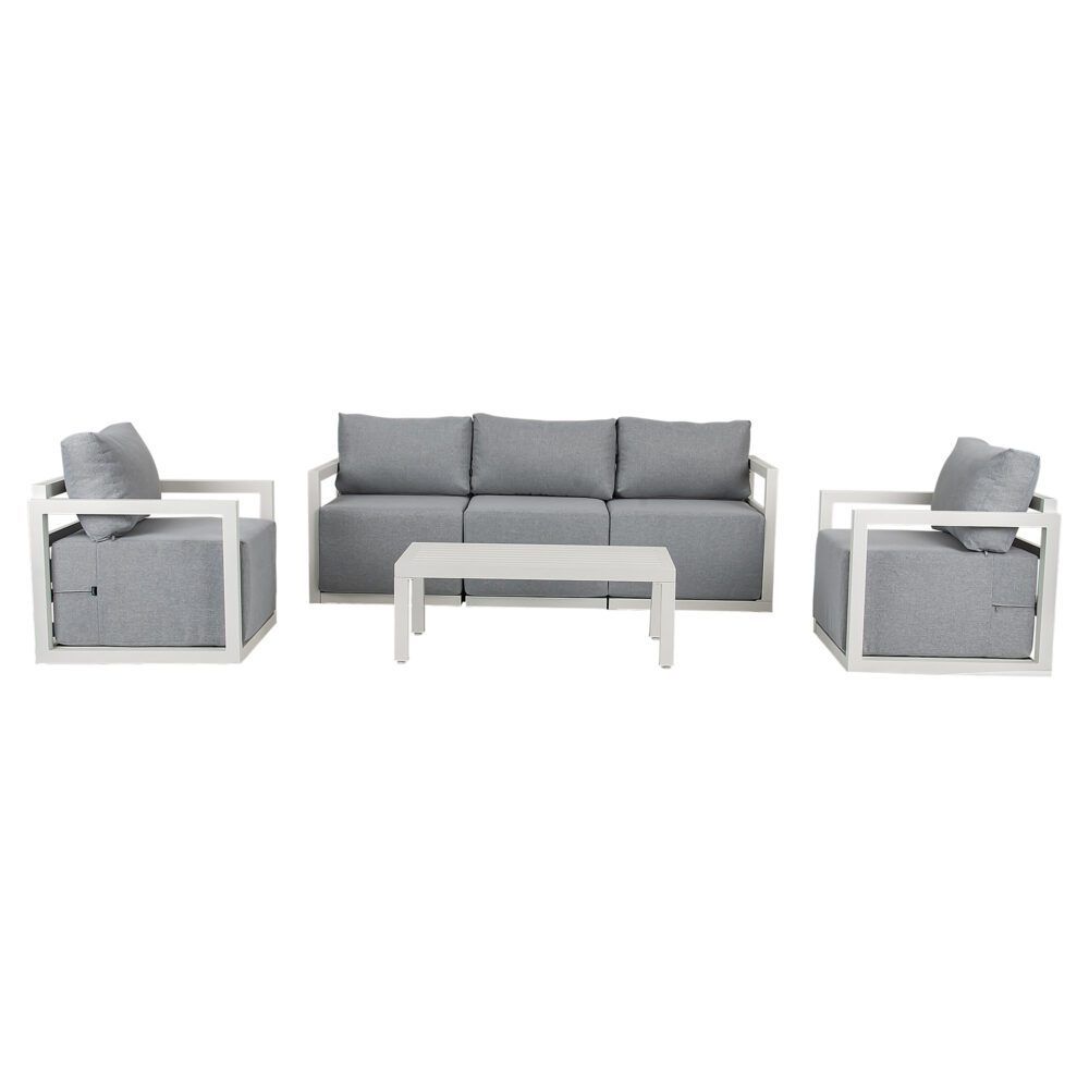 Alfresco 5-Seater Deep-Seat Outdoor Lounge Set – White