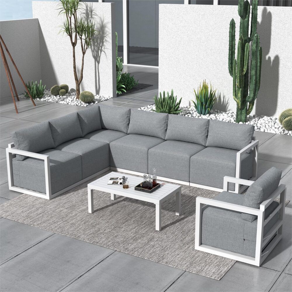 Alfresco 7-Seater Modular Garden Lounge Set – White