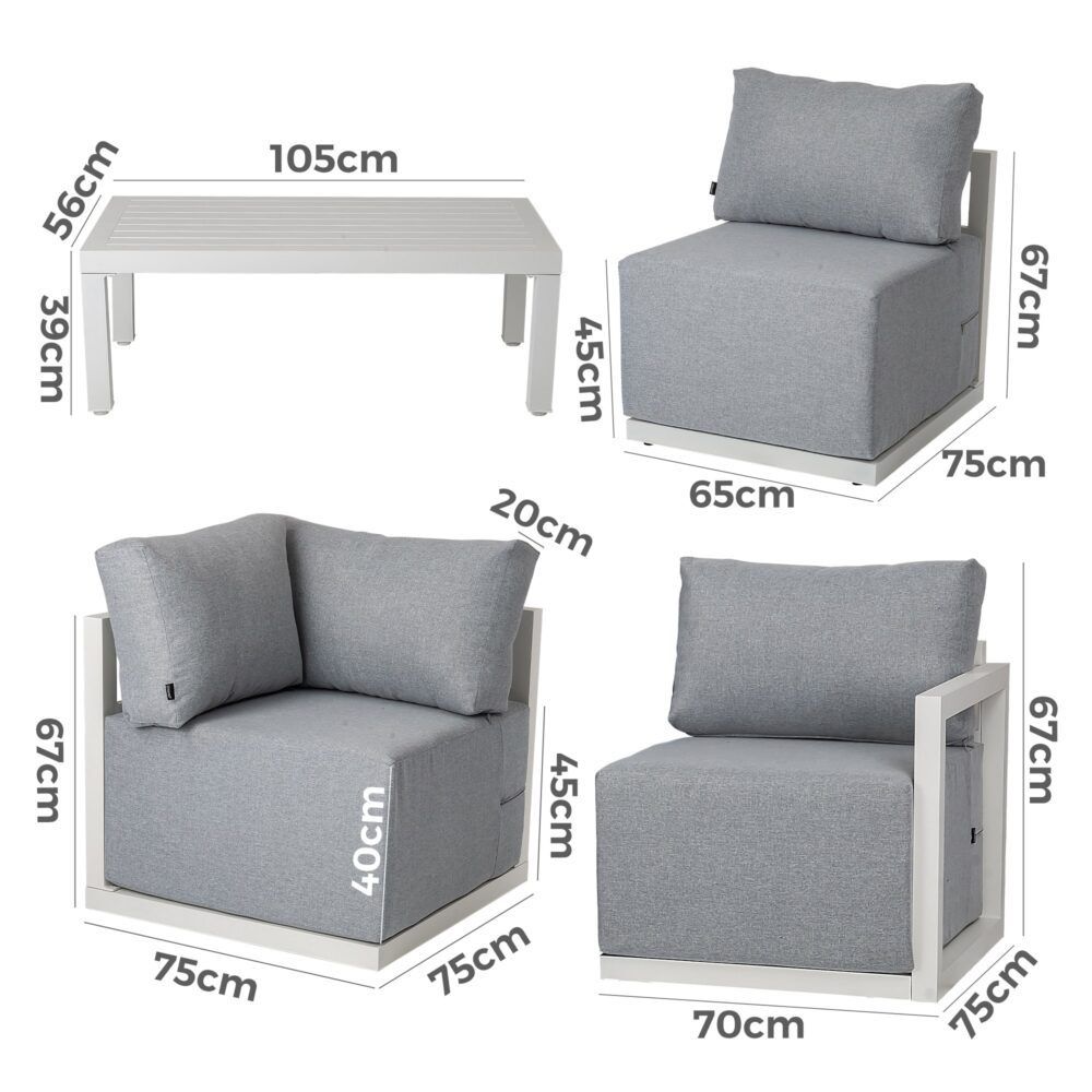 Alfresco Harmony 4-Seater Aluminium Outdoor Lounge Set – White