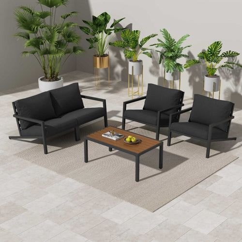 Aidan 4-Seater Aluminium Garden Lounge Set – Slate Grey