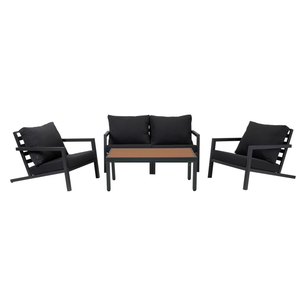 Aidan 4-Seater Aluminium Garden Lounge Set – Slate Grey