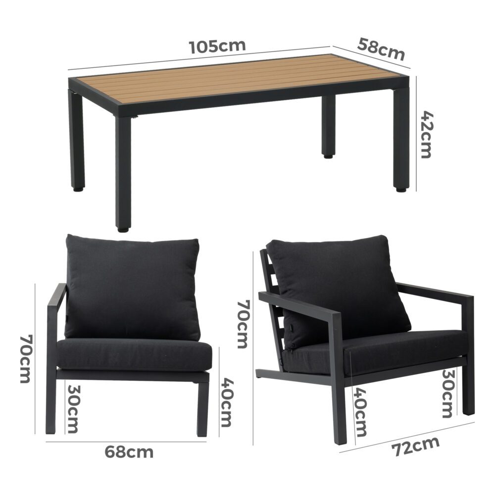 Aidan 4-Seater Aluminium Garden Lounge Set – Slate Grey