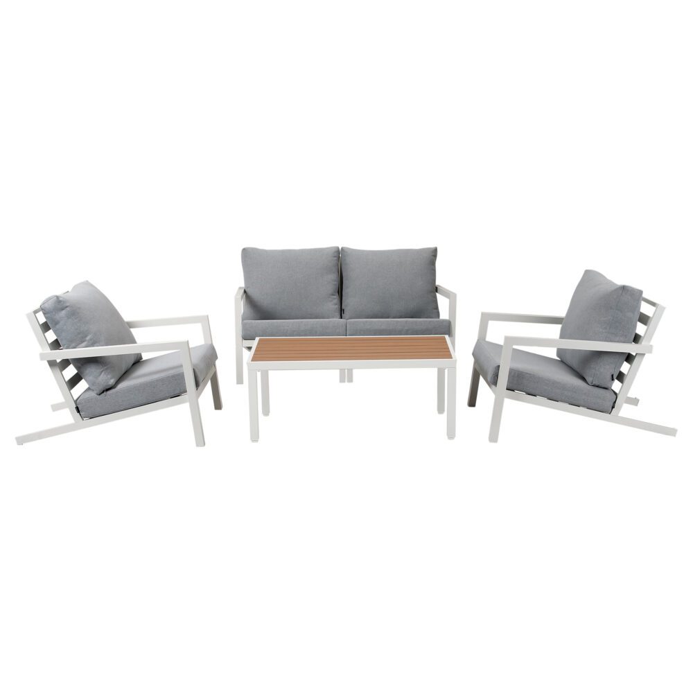 Aidan 4-Seater Aluminium Garden Lounge Set – White