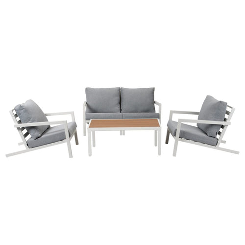 Aidan 4-Seater Aluminium Garden Lounge Set – White