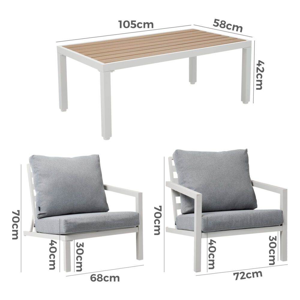 Aidan 4-Seater Aluminium Garden Lounge Set – White