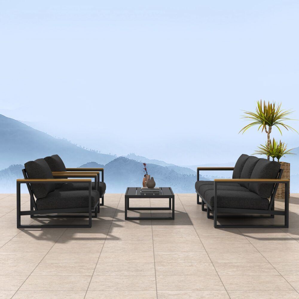 Grandeur 5-Seater Aluminium Outdoor Lounge Suite – Charcoal Grey
