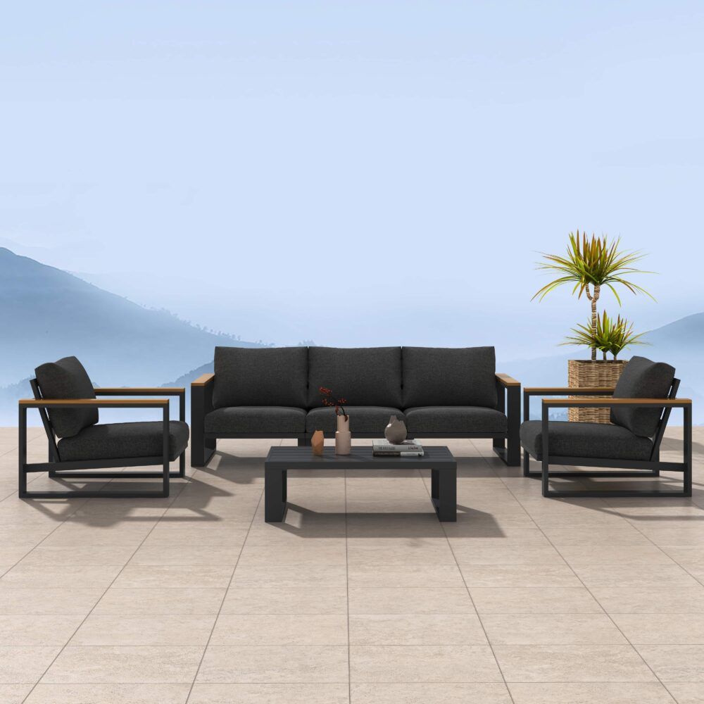 Grandeur 5-Seater Aluminium Outdoor Lounge Suite – Charcoal Grey