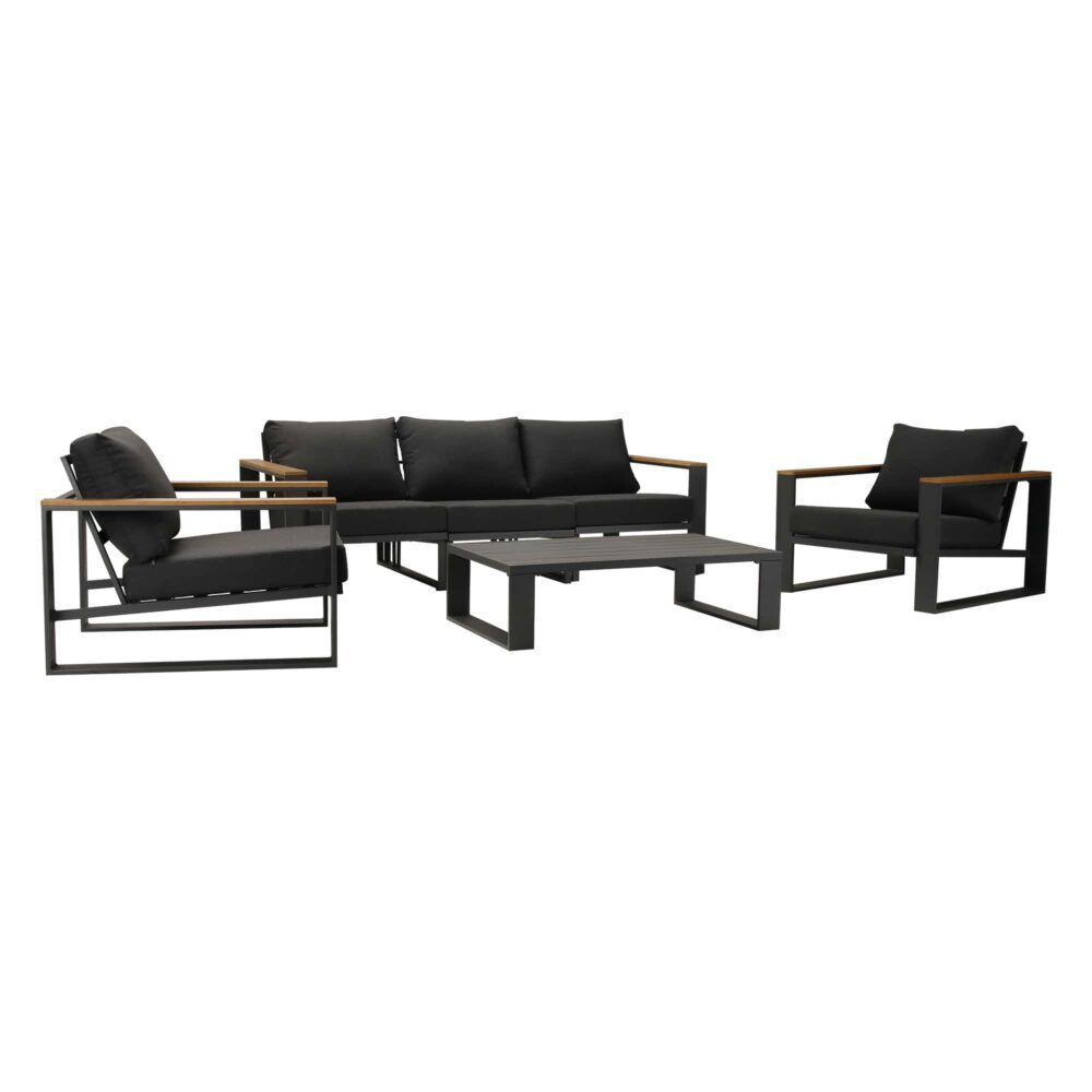 Grandeur 5-Seater Aluminium Outdoor Lounge Suite – Charcoal Grey