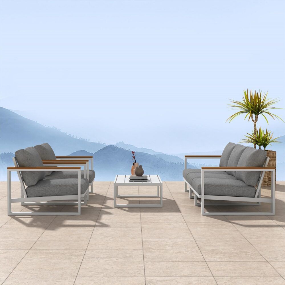 Grandeur 5-Seater Aluminium Outdoor Lounge Suite – White