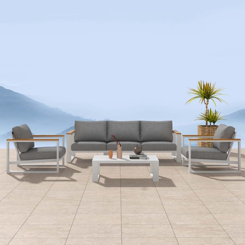 Grandeur 5-Seater Aluminium Outdoor Lounge Suite – White