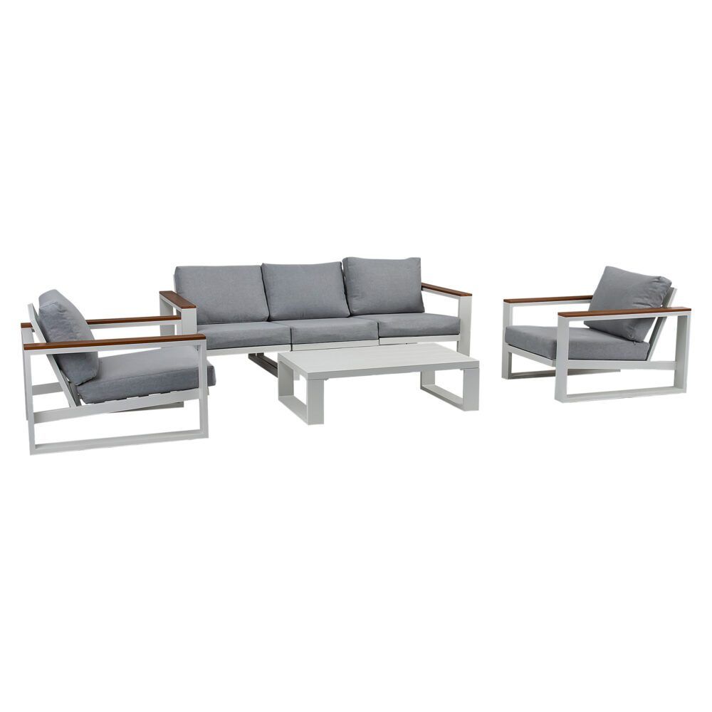 Grandeur 5-Seater Aluminium Outdoor Lounge Suite – White