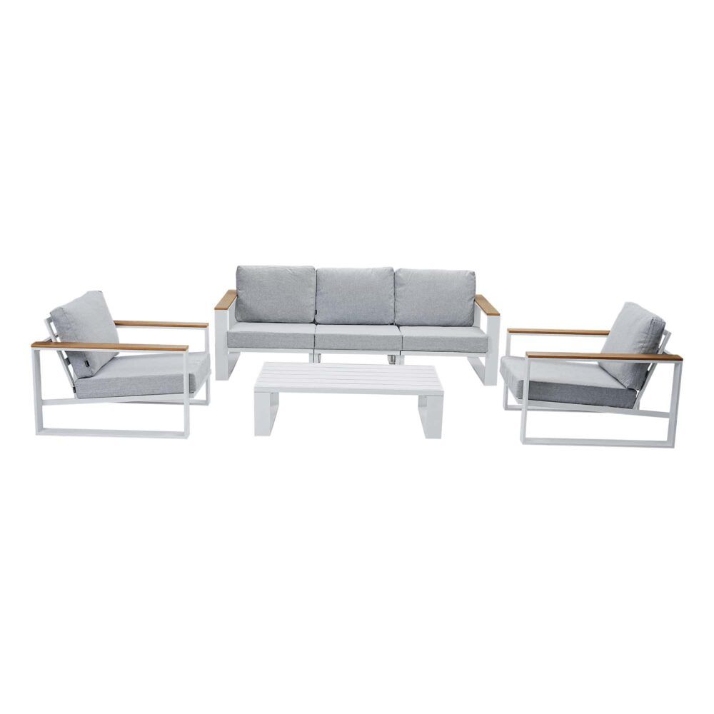 Grandeur 5-Seater Aluminium Outdoor Lounge Suite – White