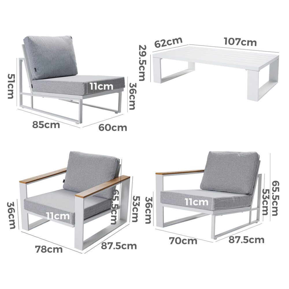 Grandeur 5-Seater Aluminium Outdoor Lounge Suite – White