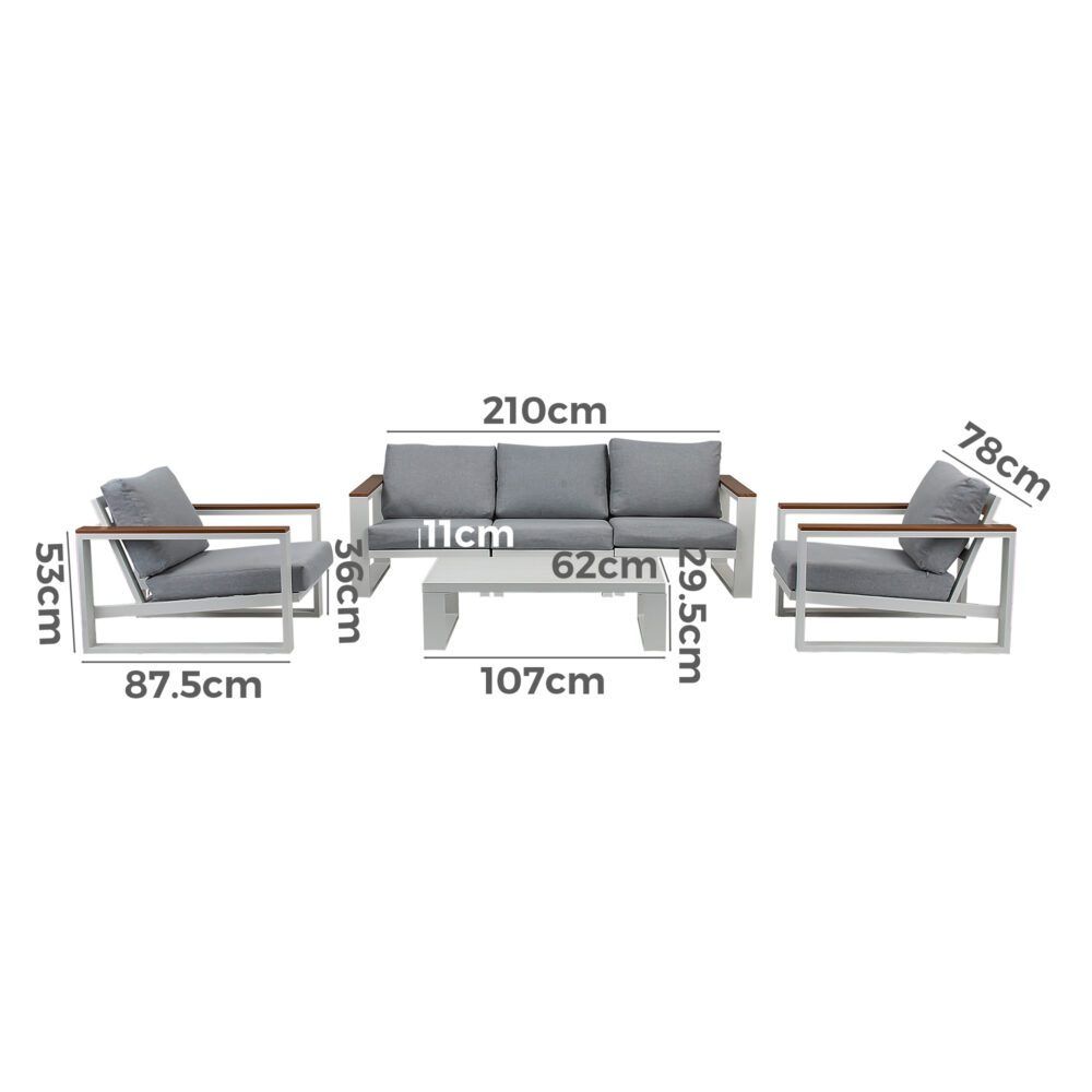 Grandeur 5-Seater Aluminium Outdoor Lounge Suite – White