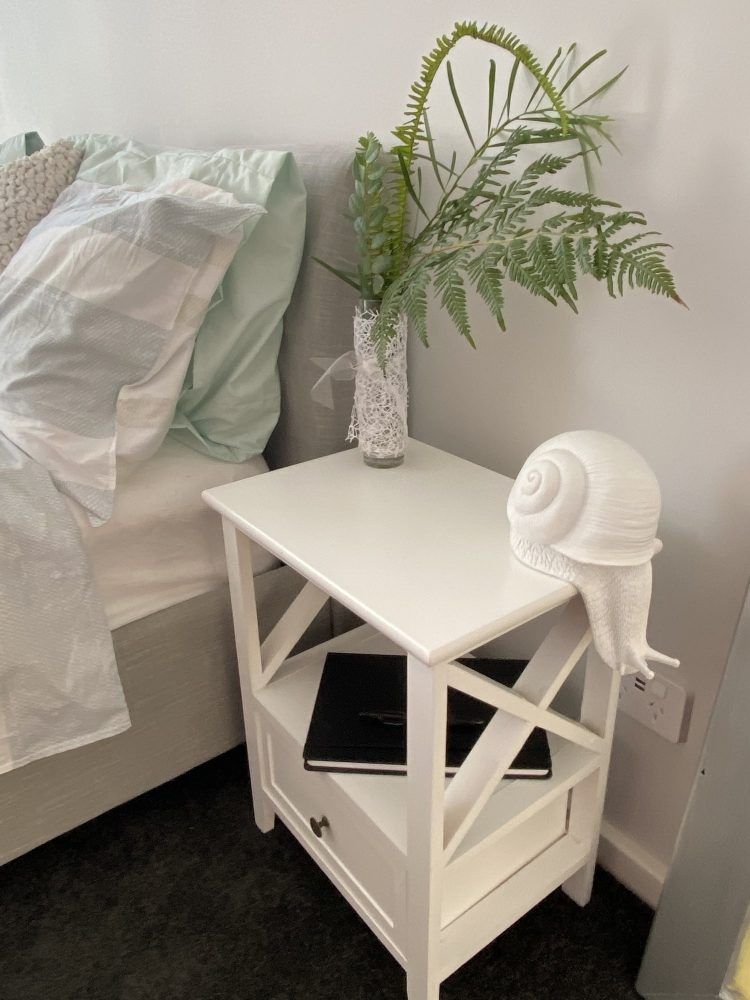 Rustic White Bedside Tables with Drawer, Set of 2