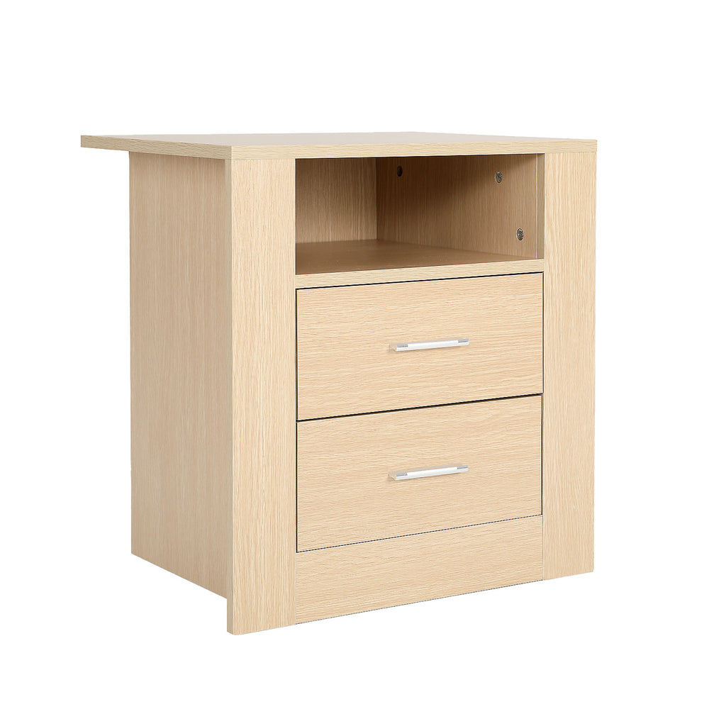 La Bella Zuri Bedside Table with 2 Drawers and Shelf – Oak Look