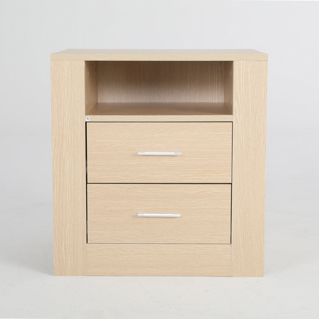 La Bella Zuri Bedside Table with 2 Drawers and Shelf – Oak Look
