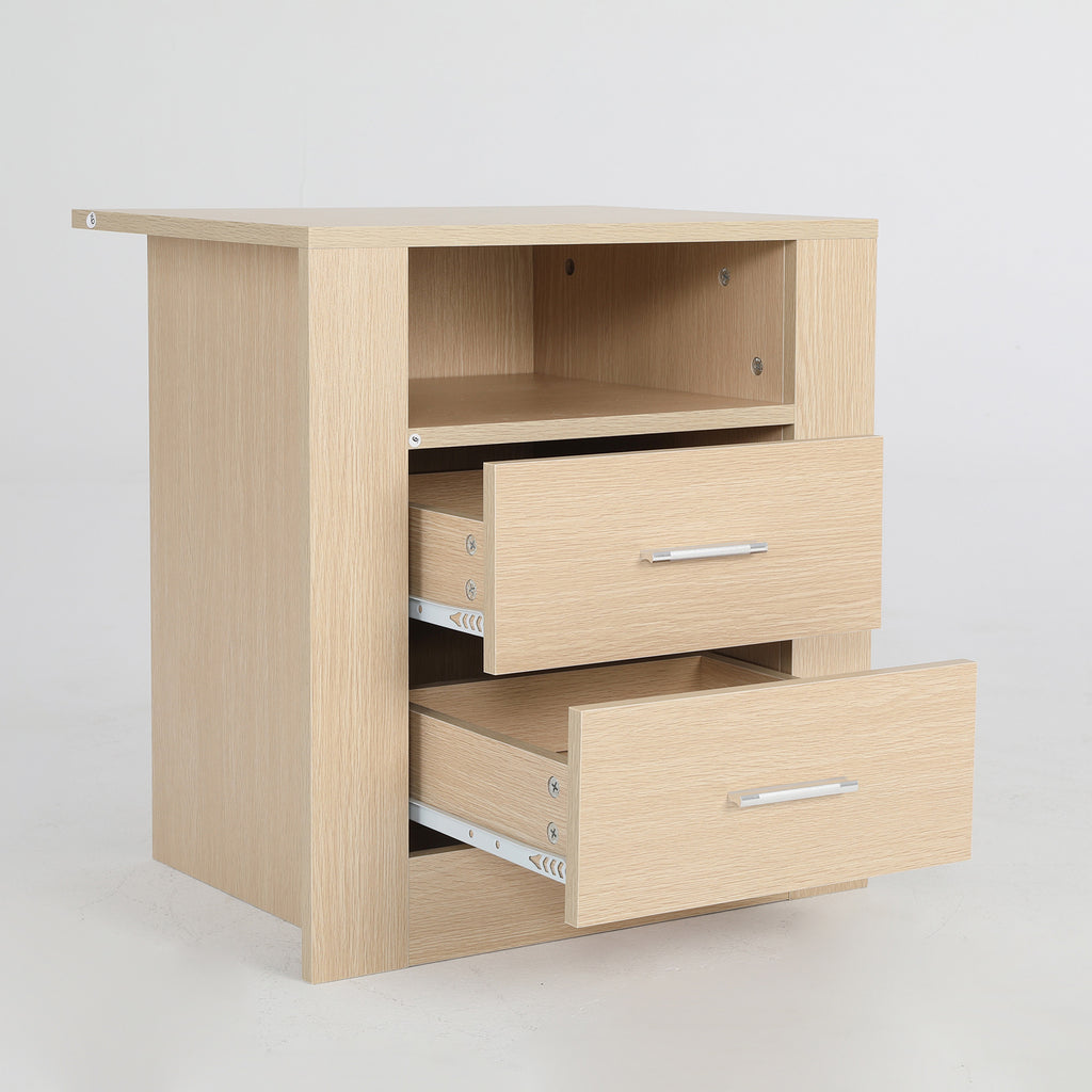 La Bella Zuri Bedside Table with 2 Drawers and Shelf – Oak Look