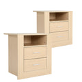 Zuri Oak Bedside Tables with 2 Drawers, Set of 2