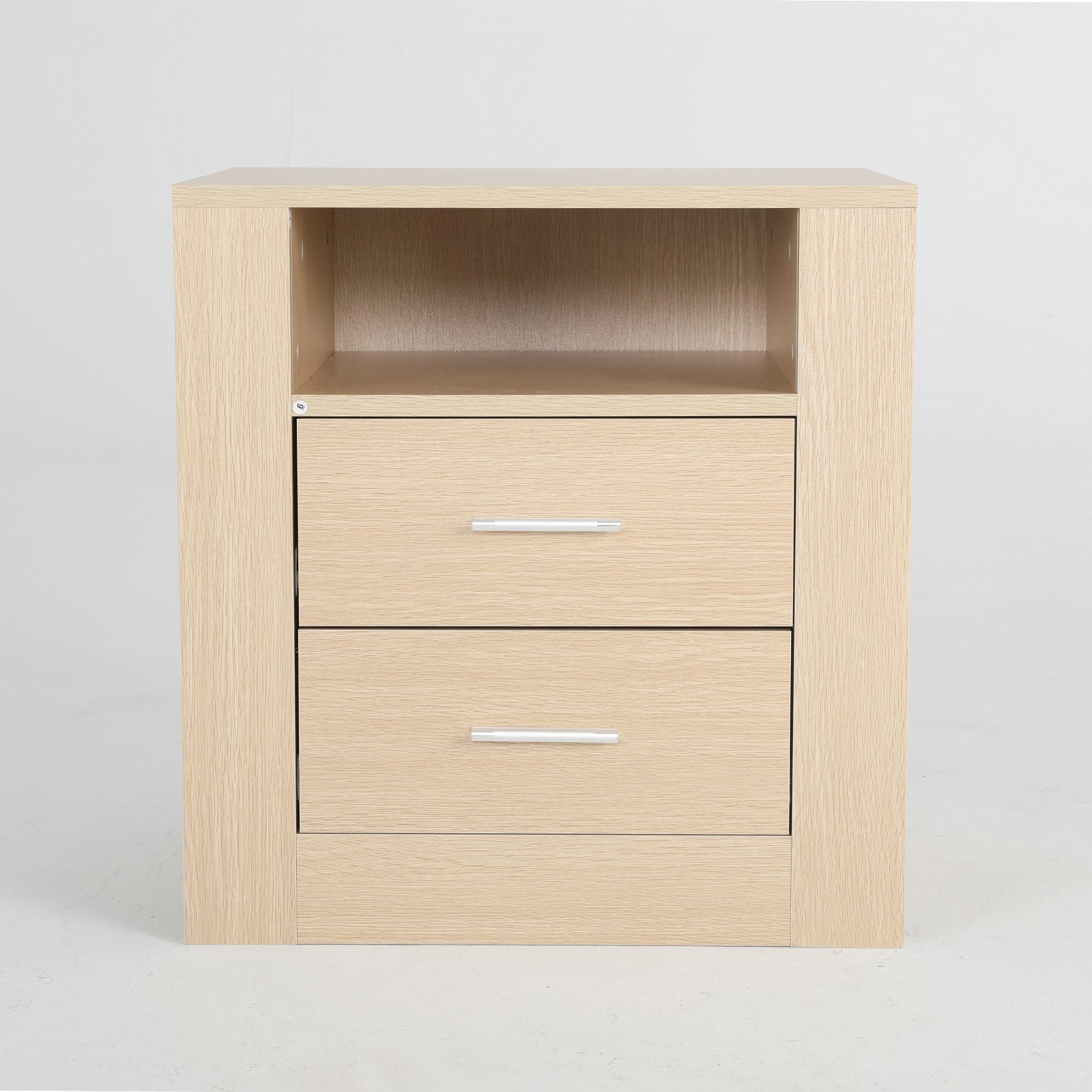 Zuri Oak Bedside Tables with 2 Drawers, Set of 2