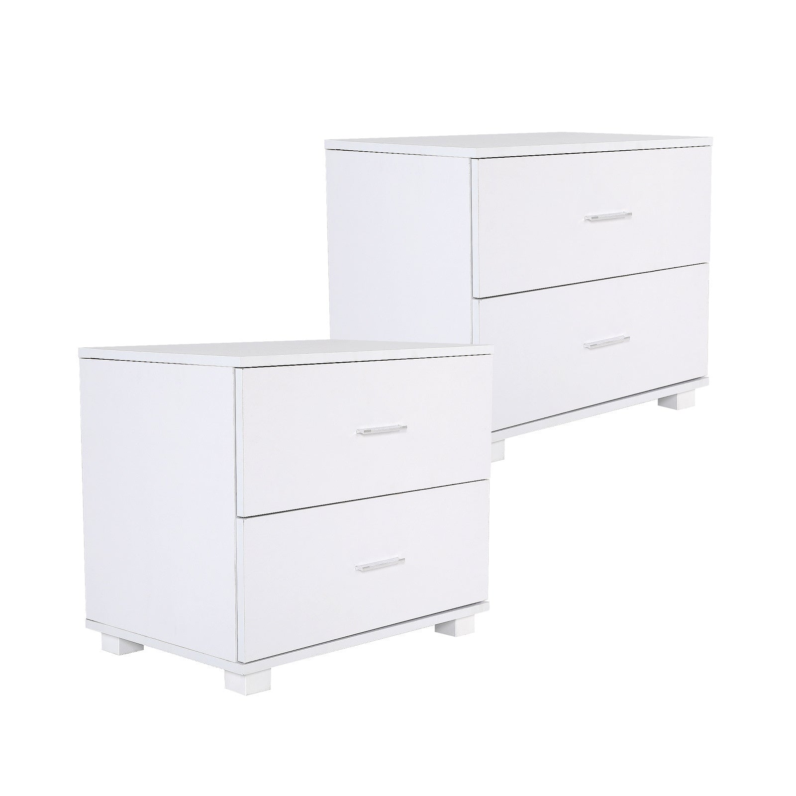 Etta White Bedside Tables with 2 Drawers, Set of 2
