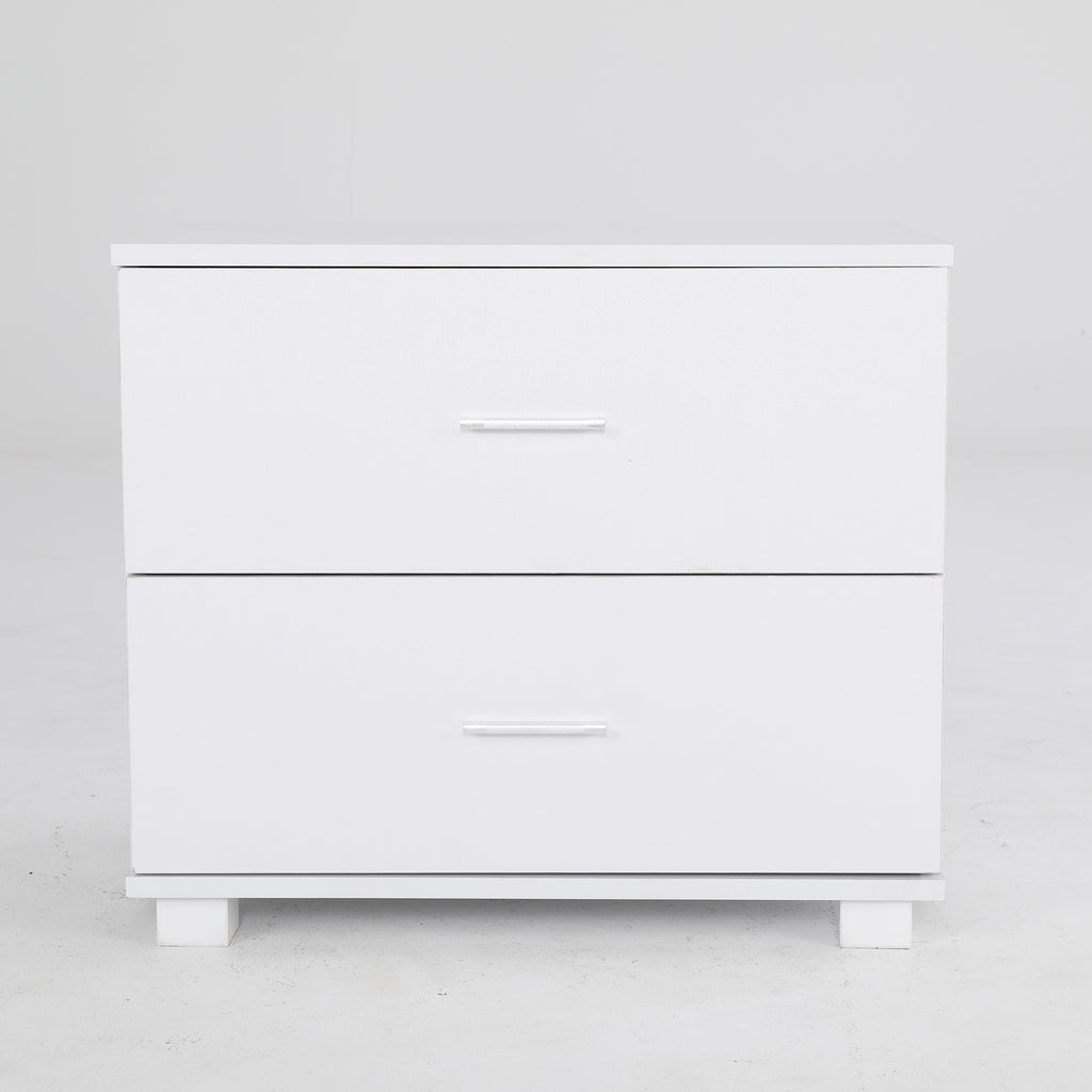 Etta White Bedside Tables with 2 Drawers, Set of 2