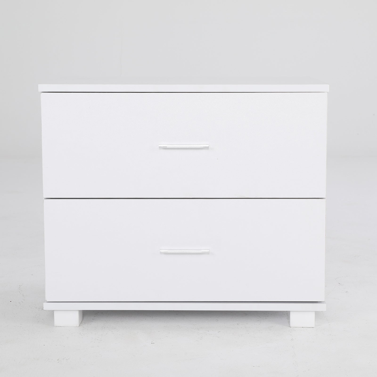 Etta White Bedside Tables with 2 Drawers, Set of 2