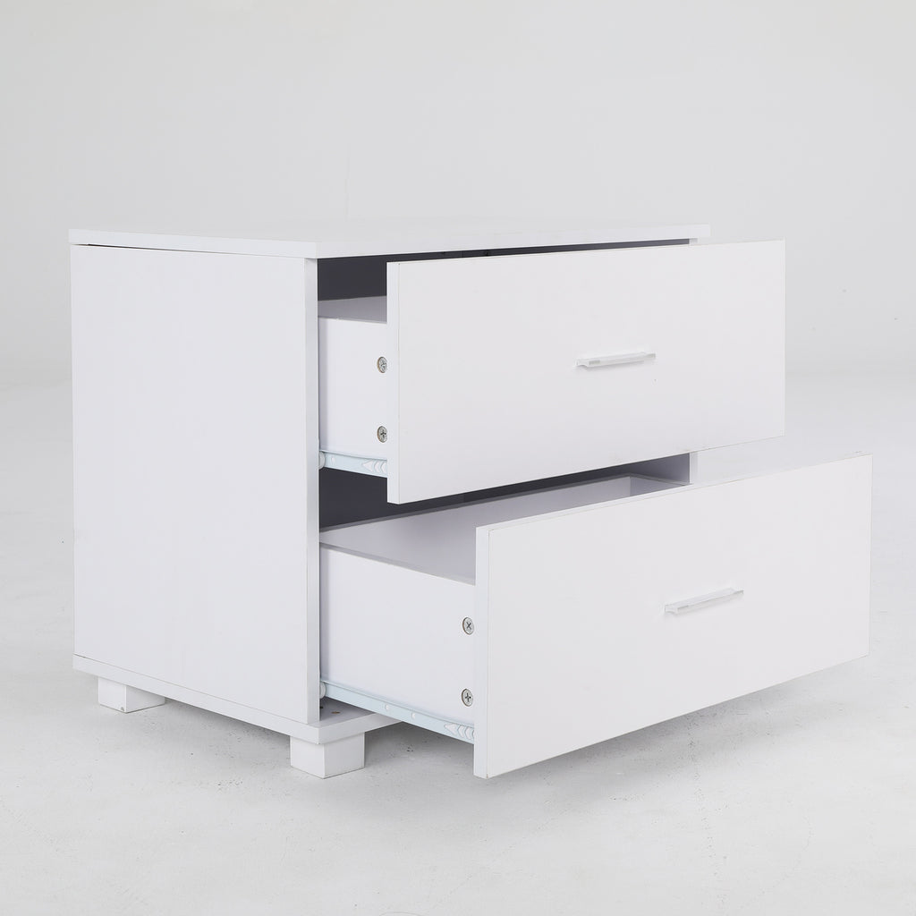 Etta White Bedside Tables with 2 Drawers, Set of 2