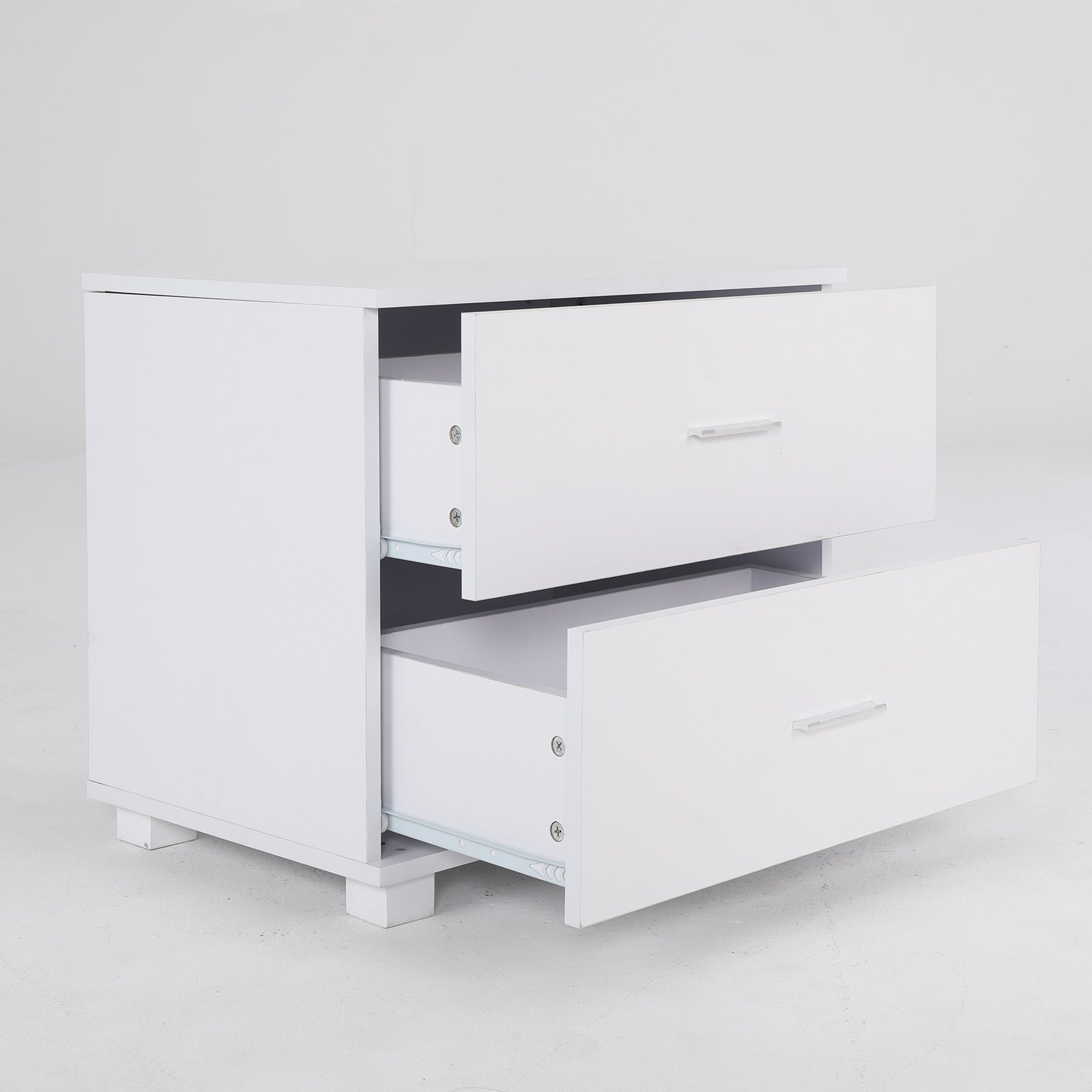 Etta White Bedside Tables with 2 Drawers, Set of 2