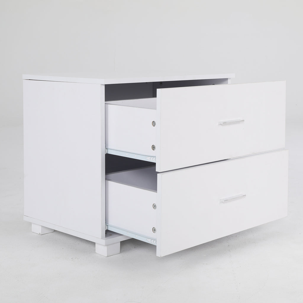 Etta White Bedside Tables with 2 Drawers, Set of 2